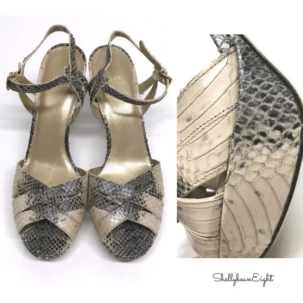 STUART WEITZMAN Loop Thru SNAKE Sandals Heels 8.5
